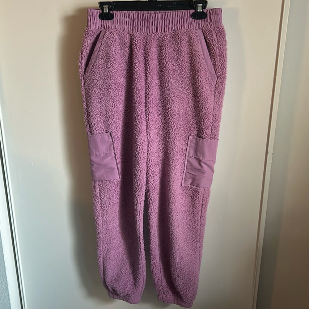 Hippie Rose Four Pocket Fuzzy Teddy Cargo Jogger Lounge Pants